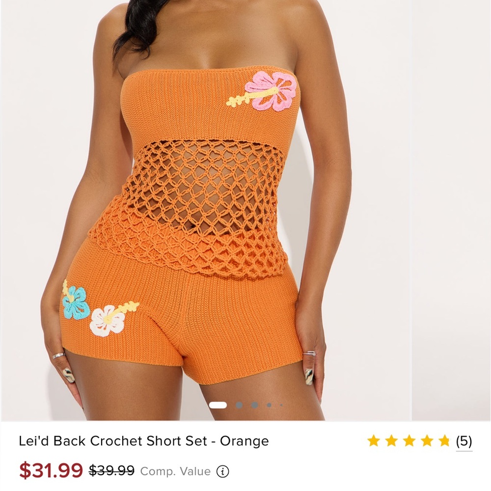 Fashion Nova Orange Floral Crochet Set